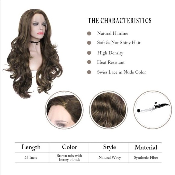 26” Brown Lace Front Long Wavy Wigs main image 3